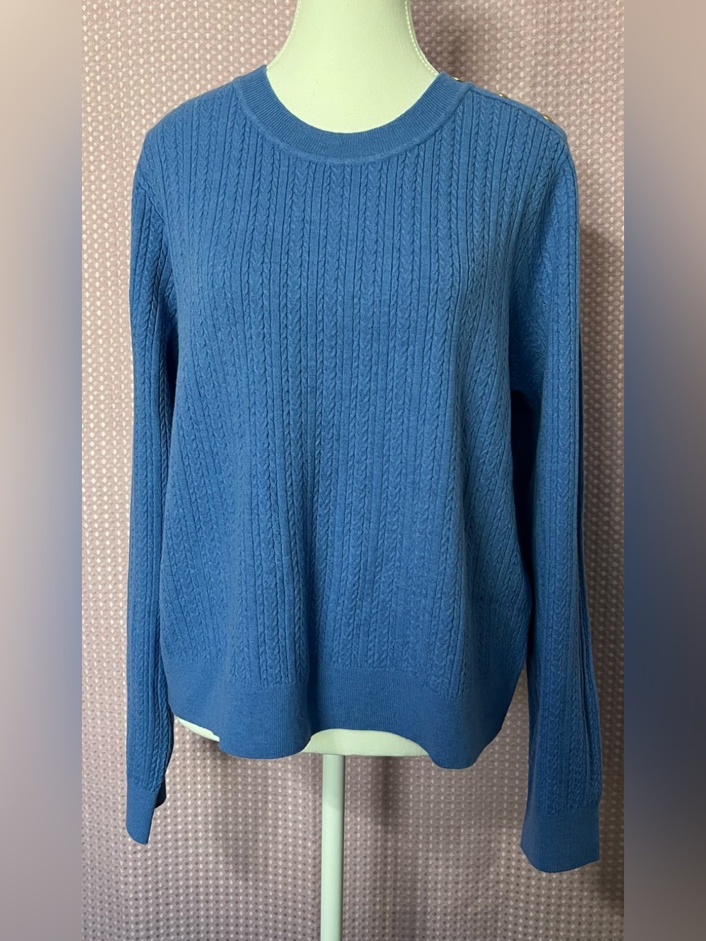 Michael Kors Ocean Blue Cable Crewneck Sweater